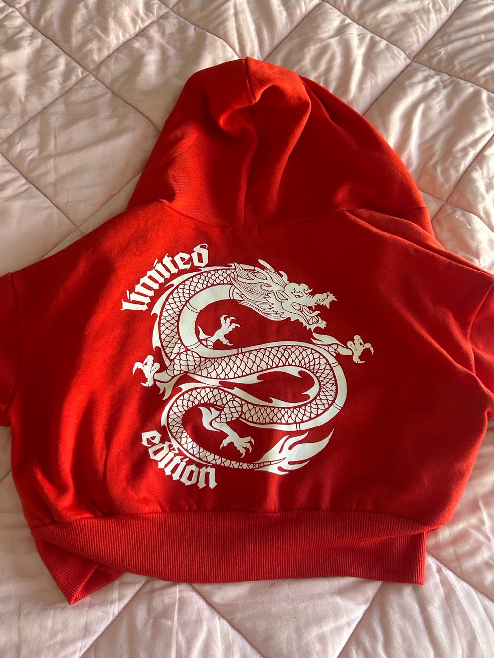 Limited Edition Red Hoodie with White Dragon Graphic